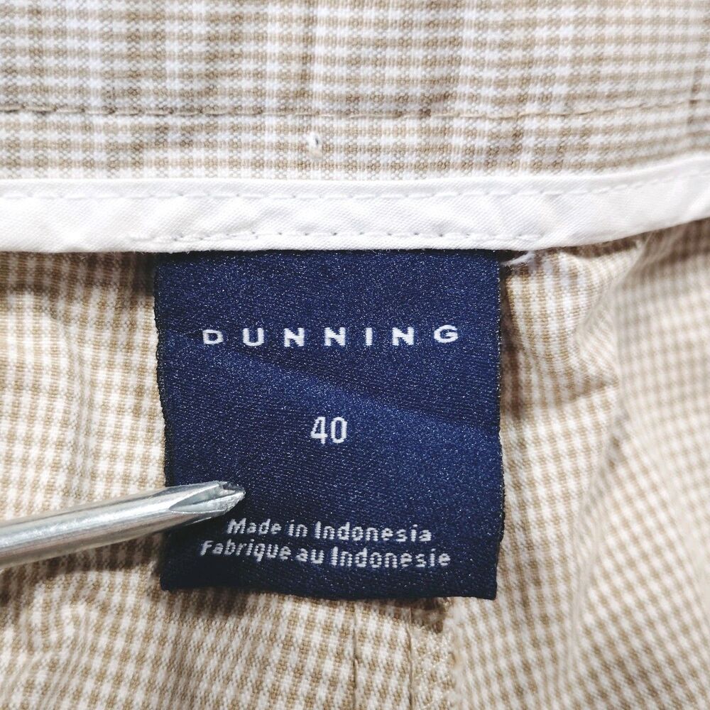 Dunning Tan Check Gingham Chino Shorts Mens 40 Flat Front Preppy Golf Resortwea - Picture 4 of 7